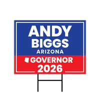 Andy Biggs For Arizona Governor 2026 Yard Sign, Corrugated Plastic Governor Elections Race Red White & Blue Yard Sign with Metal H-Stake