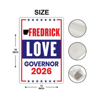 Fredrick Love For Arkansas Governor 2026 Garden Flag, Double Sided, 2026 Governor Flag, Democrate, Elections Flag, Race Red White Blue Flag