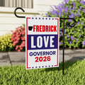 Fredrick Love For Arkansas Governor 2026 Garden Flag, Double Sided, 2026 Governor Flag, Democrate, Elections Flag, Race Red White Blue Flag