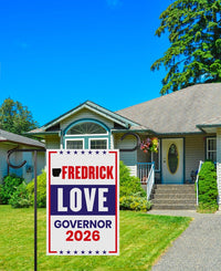 Fredrick Love For Arkansas Governor 2026 Garden Flag, Double Sided, 2026 Governor Flag, Democrate, Elections Flag, Race Red White Blue Flag