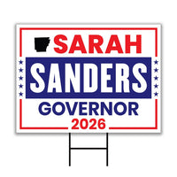Sarah Huckabee Sanders For Arkansas Governor 2026 Yard Sign, Corrugated Governor Elections Race Red White Blue Yard Sign with Metal H-Stake
