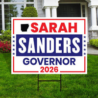Sarah Huckabee Sanders For Arkansas Governor 2026 Yard Sign, Corrugated Governor Elections Race Red White Blue Yard Sign with Metal H-Stake