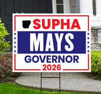 Supha Xayprasith-Mays For Arkansas Governor 2026 Yard Sign, Corrugated Governor Elections Race Red White & Blue Yard Sign with Metal H-Stake