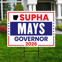 Supha Xayprasith-Mays For Arkansas Governor 2026 Yard Sign, Corrugated Governor Elections Race Red White & Blue Yard Sign with Metal H-Stake