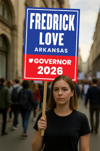 Fredrick Love For Arkansas Governor 2026 Election Sign, Political Campaign Sign, Democratic party, Governor Election 2026 Race Poster Sign