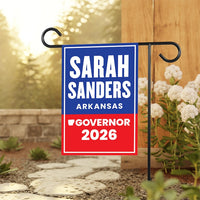 Sarah Huckabee Sanders For Arkansas Governor 2026 Garden Flag, Double Sided, 2026 Governor Flag, Elections Flag, Race Red White & Blue Flag