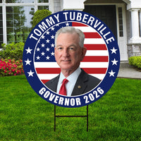 Tommy Tuberville For Alabama Governor Yard Sign - Coroplast 2026 Governor Elections Race Red White & Blue Yard Sign with Metal H-Stake