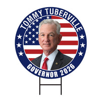 Tommy Tuberville For Alabama Governor Yard Sign - Coroplast 2026 Governor Elections Race Red White & Blue Yard Sign with Metal H-Stake
