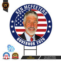 Ken McFeeters For Alabama Governor Yard Sign - Coroplast 2026 Governor Elections Race Red White & Blue Yard Sign with Metal H-Stake