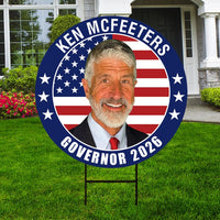 Ken McFeeters For Alabama Governor Yard Sign - Coroplast 2026 Governor Elections Race Red White & Blue Yard Sign with Metal H-Stake