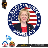 Nancy Dahlstrom For Alaska Governor Yard Sign - Coroplast 2026 Governor Elections Race Red White & Blue Yard Sign with Metal H-Stake