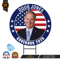 Doug Jones For Alabama Governor Yard Sign - Coroplast 2026 Governor Elections Race Red White & Blue Yard Sign with Metal H-Stake