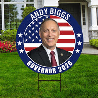 Andy Biggs For Arizona Governor Yard Sign - Coroplast 2026 Governor Elections Race Red White & Blue Yard Sign with Metal H-Stake