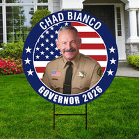 Chad Bianco For California Governor Yard Sign - Coroplast 2026 Governor Elections Race Red White & Blue Yard Sign with Metal H-Stake
