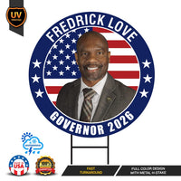 Fredrick Love For Arkansas Governor Yard Sign - Coroplast 2026 Governor Elections Race Red White & Blue Yard Sign with Metal H-Stake