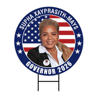 Supha Xayprasith-Mays For Arkansas Governor Yard Sign - Coroplast 2026 Governor Elections Race Red White & Blue Yard Sign with Metal H-Stake