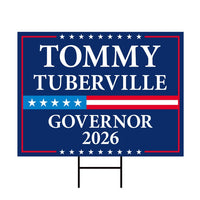 Tommy Tuberville For Alabama Governor 2026 Yard Sign, Corrugated Governor Elections Race Red White & Blue Yard Sign with Metal H-Stake