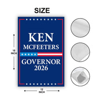 Ken McFeeters For Alabama Governor 2026 Garden Flag, Double Sided, 2026 Governor Flag, Elections Flag, Race Red White & Blue Flag