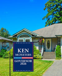 Ken McFeeters For Alabama Governor 2026 Garden Flag, Double Sided, 2026 Governor Flag, Elections Flag, Race Red White & Blue Flag