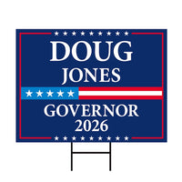 Doug Jones For Alabama Governor 2026 Yard Sign, Corrugated Plastic Governor Elections Race Red White & Blue Yard Sign with Metal H-Stake