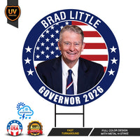Brad Little For Idaho Governor Yard Sign - Coroplast 2026 Governor Elections Race Red White & Blue Yard Sign with Metal H-Stake