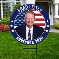 Brad Little For Idaho Governor Yard Sign - Coroplast 2026 Governor Elections Race Red White & Blue Yard Sign with Metal H-Stake