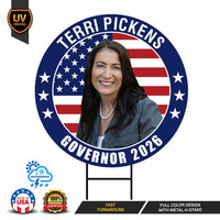 Terri Pickens For Idaho Governor Yard Sign - Coroplast 2026 Governor Elections Race Red White & Blue Yard Sign with Metal H-Stake