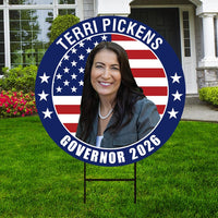 Terri Pickens For Idaho Governor Yard Sign - Coroplast 2026 Governor Elections Race Red White & Blue Yard Sign with Metal H-Stake