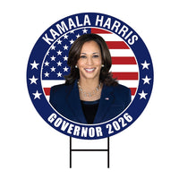 Kamala Harris For California Governor Yard Sign - Coroplast 2026 Governor Elections Race Red White & Blue Yard Sign with Metal H-Stake