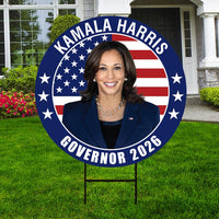 Kamala Harris For California Governor Yard Sign - Coroplast 2026 Governor Elections Race Red White & Blue Yard Sign with Metal H-Stake