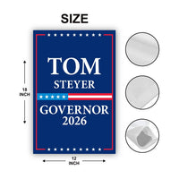 Tom Steyer For California Governor 2026 Garden Flag, Double Sided, 2026 Governor Flag, Democratic, Elections Flag, Race Red White Blue Flag