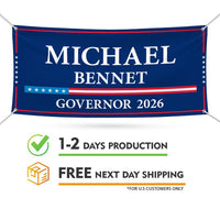 Michael Bennet For Colorado U.S. Governor Banner Sign, 13 oz Waterproof US Governor Election 2026 Vinyl Banner With Metal Grommets