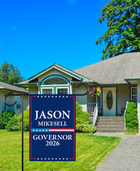 Jason Mikesell For Colorado Governor 2026 Garden Flag, Double Sided, 2026 Governor Flag, Elections Flag, Race Red White & Blue Flag