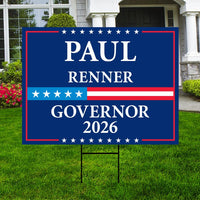 Paul Renner For Florida Governor 2026 Yard Sign, Corrugated Plastic Governor Elections Race Red White & Blue Yard Sign with Metal H-Stake