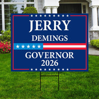 Jerry Demings For Florida Governor 2026 Yard Sign, Corrugated Plastic Governor Elections Race Red White & Blue Yard Sign with Metal H-Stake