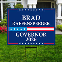 Brad Raffensperger For Georgia Governor 2026 Yard Sign, Corrugated Governor Elections Race Red White & Blue Yard Sign with Metal H-Stake