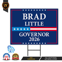 Brad Little For Idaho Governor 2026 Yard Sign, Corrugated Plastic Governor Elections Race Red White & Blue Yard Sign with Metal H-Stake
