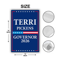 Terri Pickens For Idaho Governor 2026 Garden Flag, Double Sided, 2026 Governor Flag, Democrate, Elections Flag, Race Red White & Blue Flag