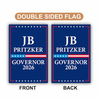 JB Pritzker For Illinois Governor 2026 Garden Flag, Double Sided, 2026 Governor Flag, Democrate, Elections Flag, Race Red White & Blue Flag