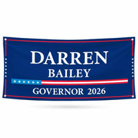Darren Bailey For Illinois U.S. Governor Banner Sign, 13 oz Waterproof US Governor Election 2026 Vinyl Banner With Metal Grommets