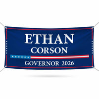 Ethan Corson For Kansas U.S. Governor Banner Sign, 13 oz Waterproof US Governor Election 2026 Vinyl Banner With Metal Grommets