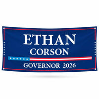 Ethan Corson For Kansas U.S. Governor Banner Sign, 13 oz Waterproof US Governor Election 2026 Vinyl Banner With Metal Grommets