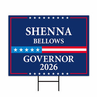 Shenna Bellows For Maine Governor 2026 Yard Sign, Corrugated Plastic Governor Elections Race Red White & Blue Yard Sign with Metal H-Stake