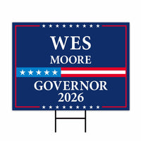 Wes Moore For Maryland Governor 2026 Yard Sign, Corrugated Plastic Governor Elections Race Red White & Blue Yard Sign with Metal H-Stake