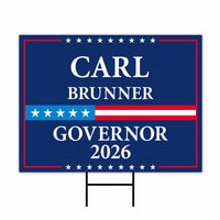 Carl Brunner For Maryland Governor 2026 Yard Sign, Corrugated Plastic Governor Elections Race Red White & Blue Yard Sign with Metal H-Stake