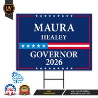 Maura Healey For Massachusetts Governor 2026 Yard Sign, Corrugated Governor Elections Race Red White & Blue Yard Sign with Metal H-Stake