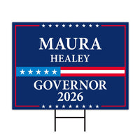 Maura Healey For Massachusetts Governor 2026 Yard Sign, Corrugated Governor Elections Race Red White & Blue Yard Sign with Metal H-Stake