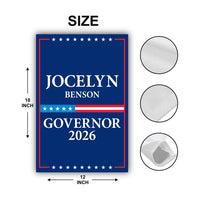 Jocelyn Benson For Michigan Governor 2026 Garden Flag, Double Sided, 2026 Governor Flag, Elections Flag, Race Red White & Blue Flag