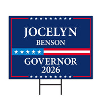 Jocelyn Benson For Michigan Governor 2026 Yard Sign, Corrugated Plastic Governor Elections Race Red White Blue Yard Sign with Metal H-Stake