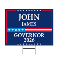 John James For Michigan Governor 2026 Yard Sign, Corrugated Plastic Governor Elections Race Red White & Blue Yard Sign with Metal H-Stake